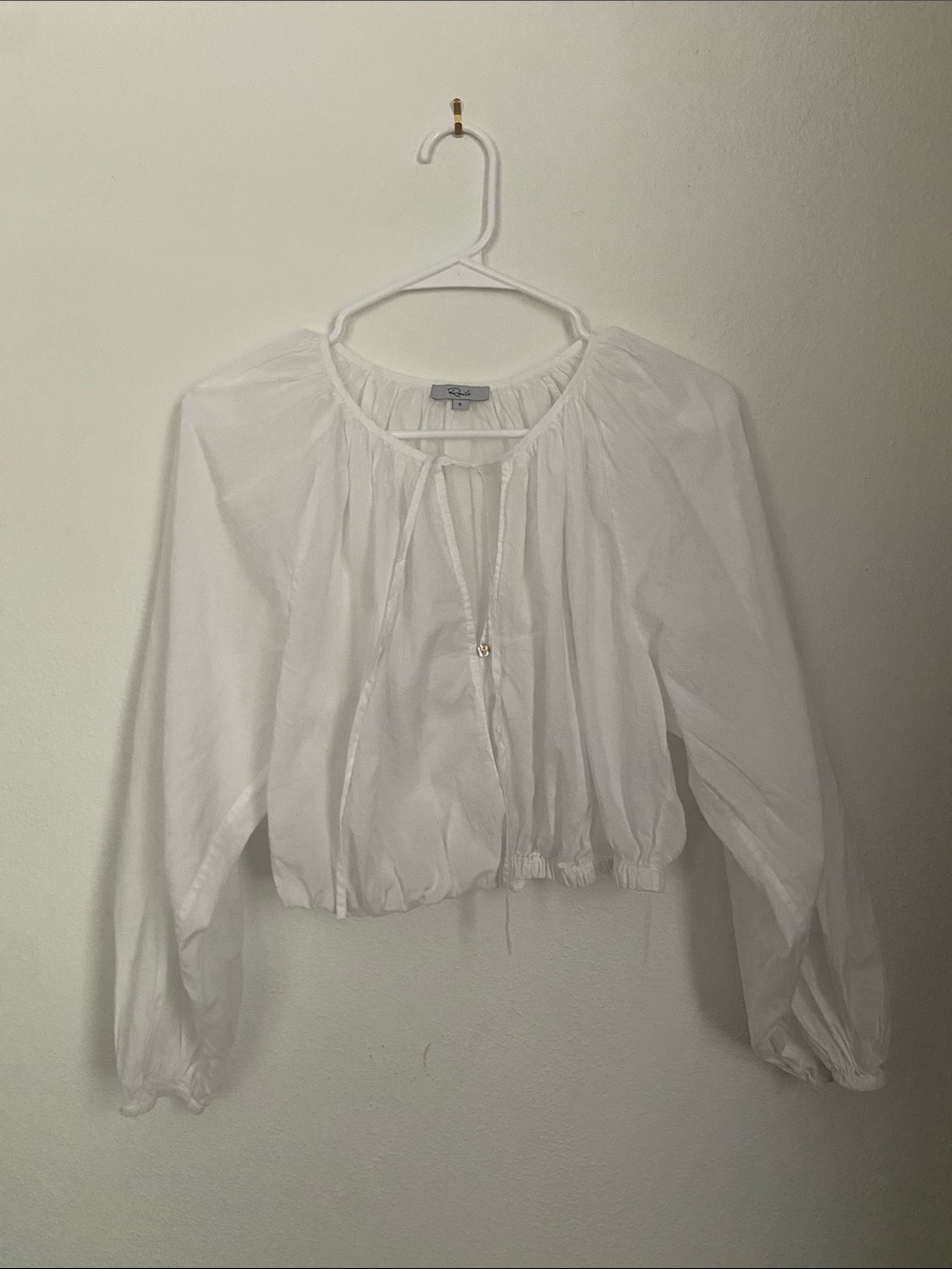 Rails White Tie-Neck Peasant Blouse